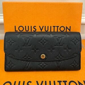 Authentic Louis Vuitton Emilie Wallet Black Embossed Leather